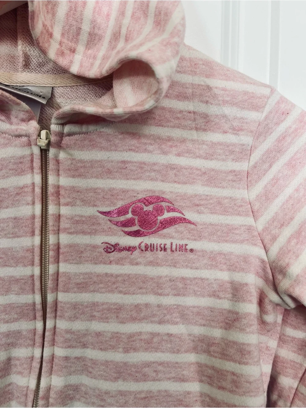 Disney Cruise Line Girls' Pink Striped Hooded Jacket
